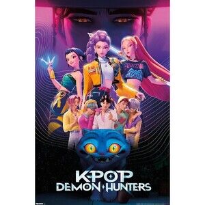 K-Pop Demon Hunters Art Poster - Blue and Purple